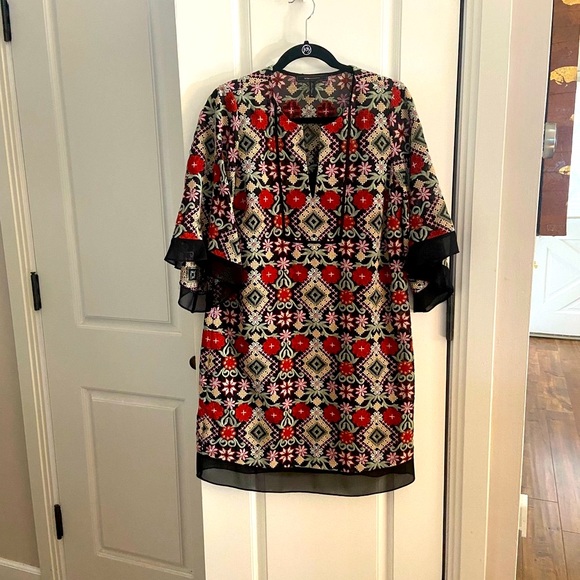 BCBGMaxAzria Red and Black Geometric Mini Dress - Picture 1 of 9